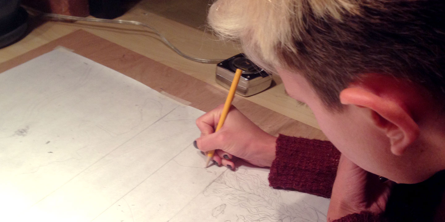 Drawing the illustration for the top of the table