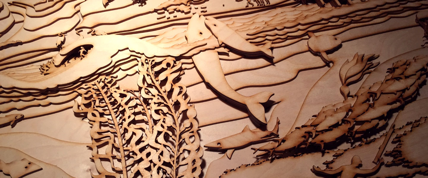 Laser cut plywood pieces