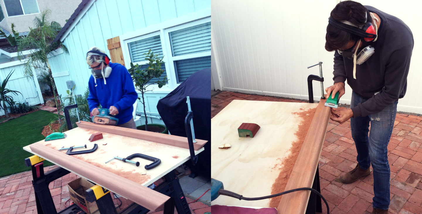 Sanding the rails